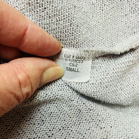 Jess & Jane Crepe Sweater Womens S Purple Blue Abstract Lightweight Asymmetrical - Picture 4 of 6